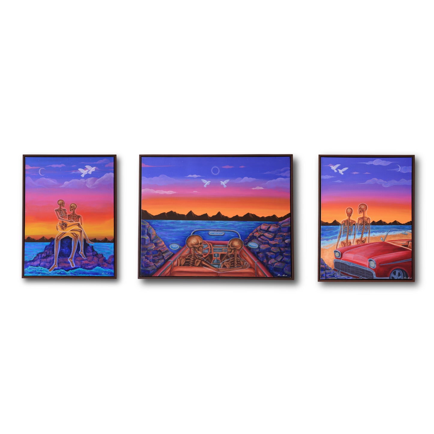 “SUNSET GAZING” - ORIGINAL TRIPTYCH PAINTINGS